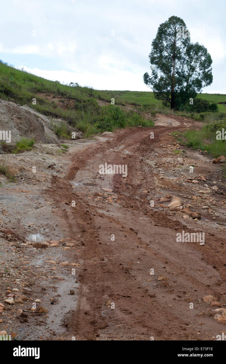 The main road up to the Kitulo Plateau National Park in Southern Highlands of Tanzania Stock Photo