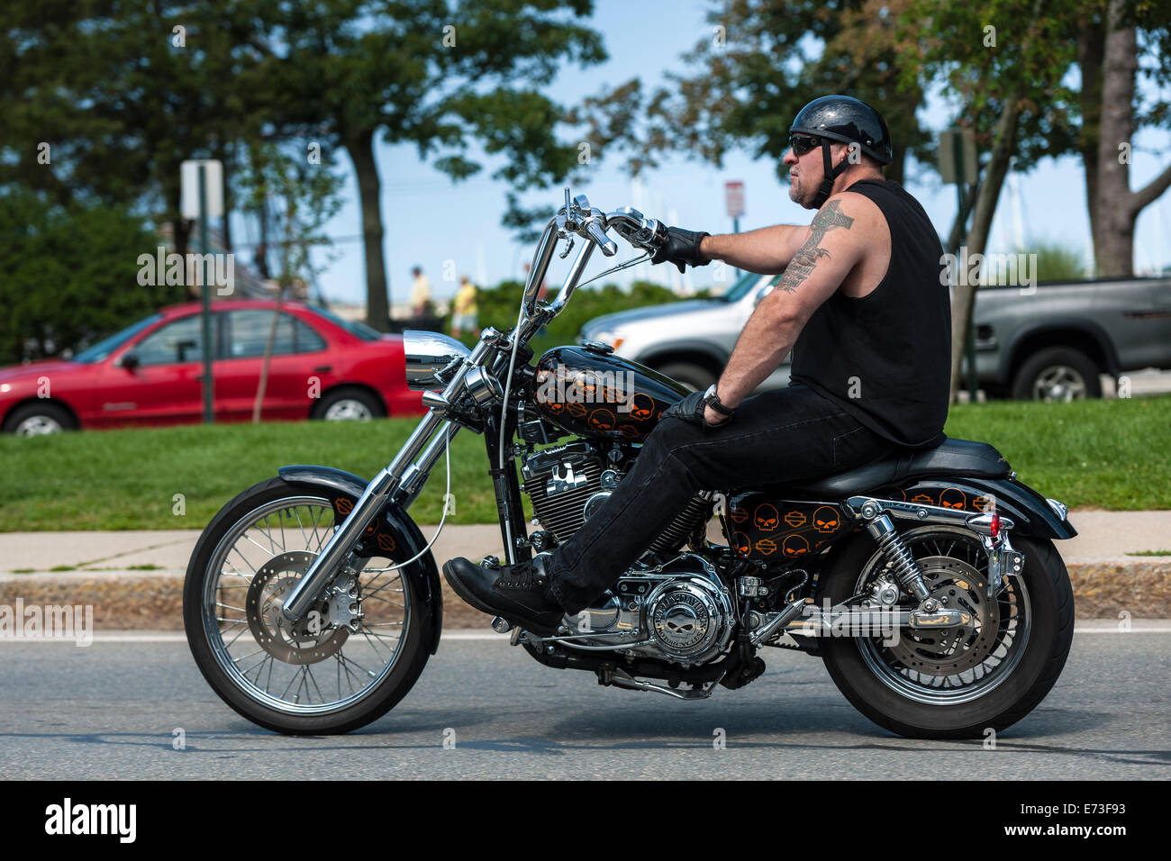 Harley Davidson Rider Stock Photo