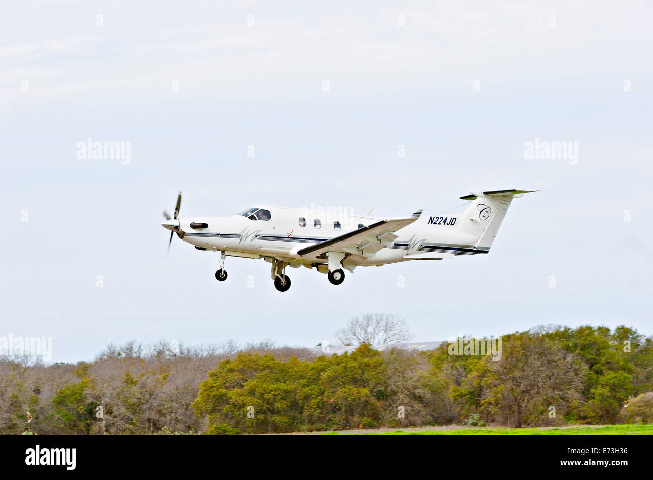 Pilatus PC aircraft taking off Stock Photo