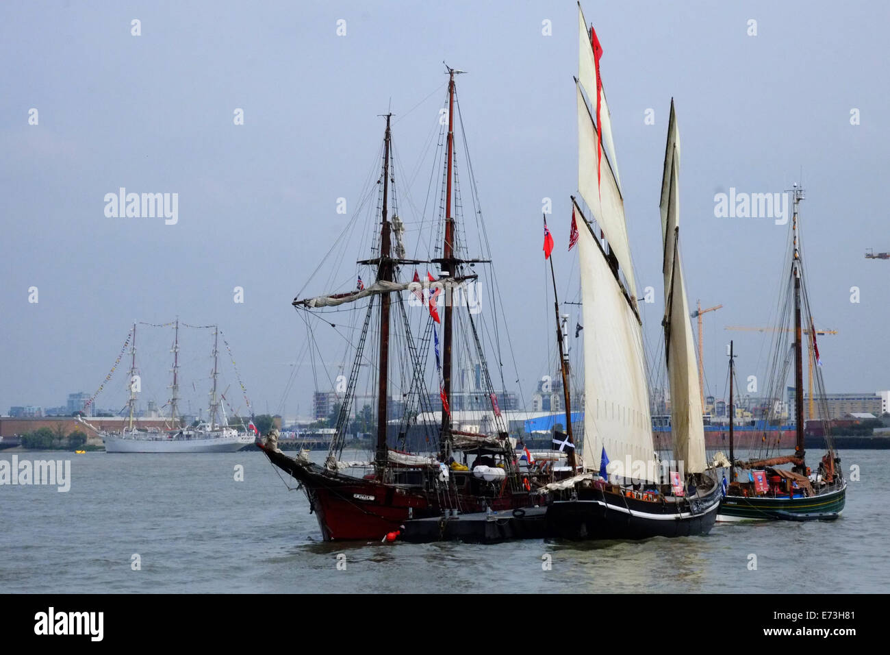 London, UK. 5th September, 2014. London's first Tall Ships regatta for 25 years is being held in Royal Greenwich. Credit: Rachel Megawhat/Alamy Live News Stock Photo