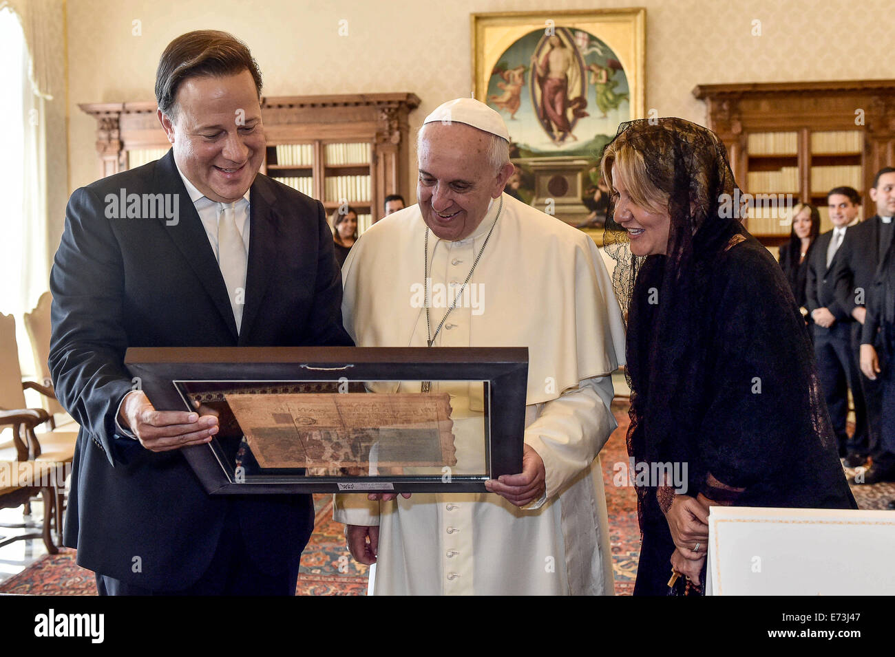 Vatican City 05th September 2014 Pope Francis meets with the President of the Republic of Panama, S.E. Mr. Juan Carlos VARELA Credit:  Realy Easy Star/Alamy Live News Stock Photo