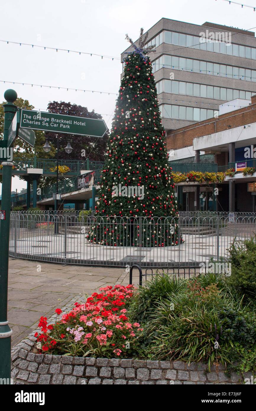 Christmas Tree in Charles Square, Bracknell which was erected in