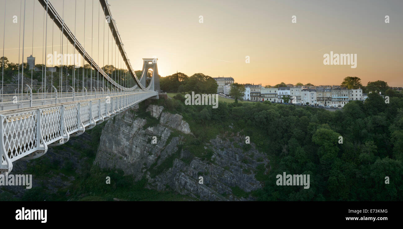 Clifton Suspension Bridge, Bristol, at sunrise. Stock Photo