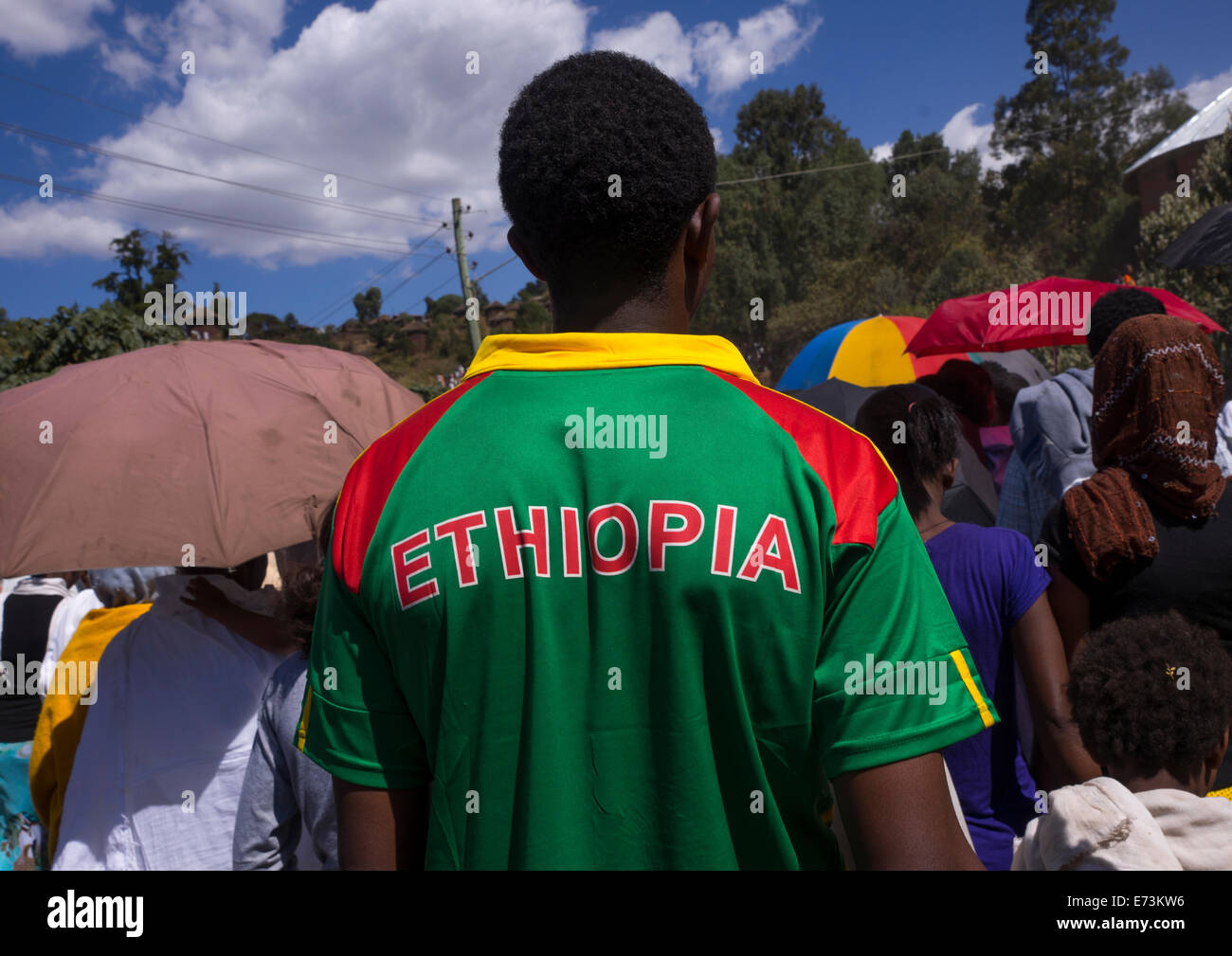 Pilgrims Crowd During Timkat Epiphany Festival, Lalibela, Ethiopia Stock Photo