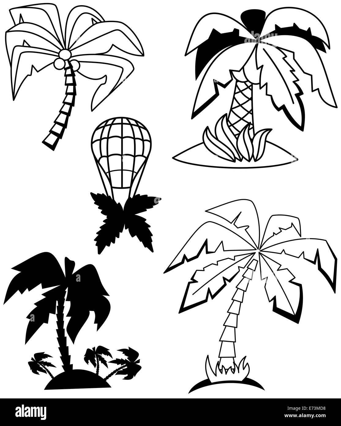 Palm trees set Stock Photo Alamy