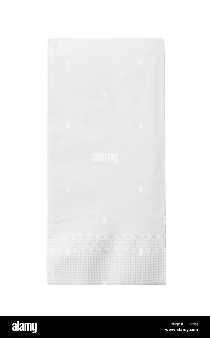 One White Paper Napkin Isolated on White Background Stock Photo