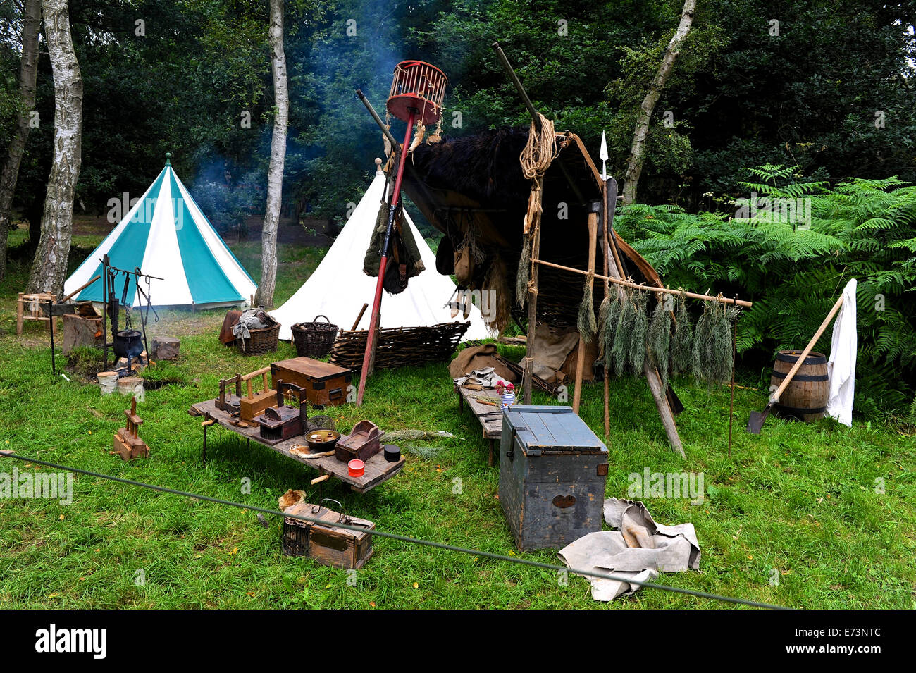 A display of an ancient lifestyle in Sherwood Forrest, Stock Photo