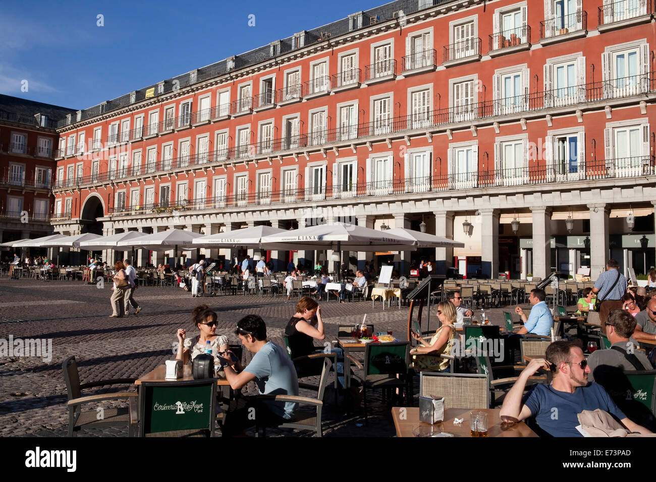 Spain, Madrid, Restaurants in the Plaza Mayor Stock Photo Alamy