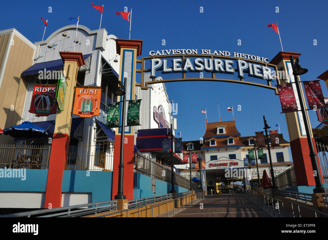 Galveston Island Historic Pleasure Pier, Galveston, Texas, USA Stock
