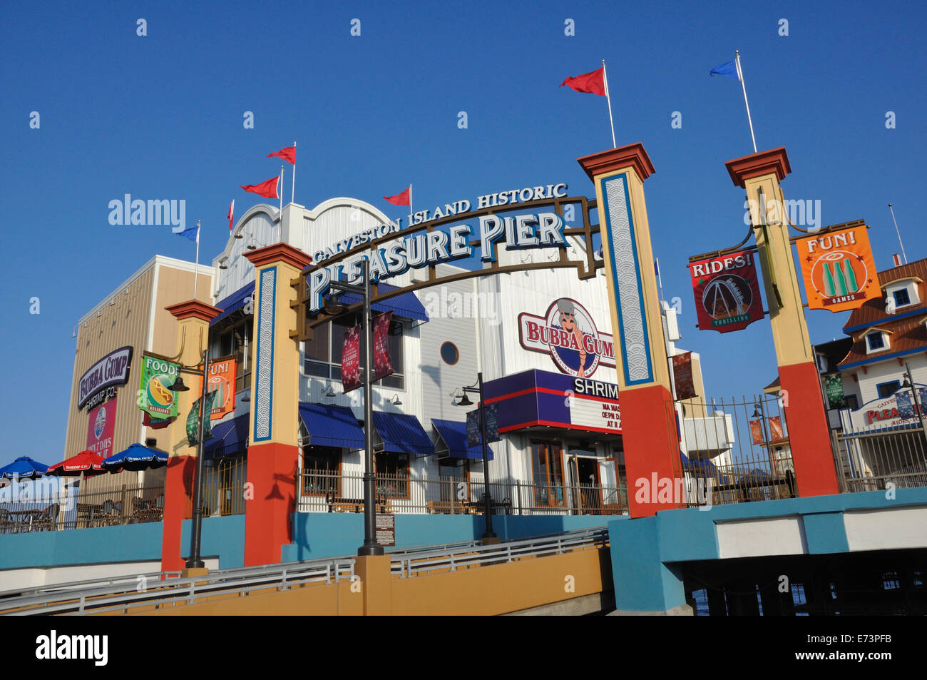 Galveston Island Historic Pleasure Pier, Galveston, Texas, USA Stock