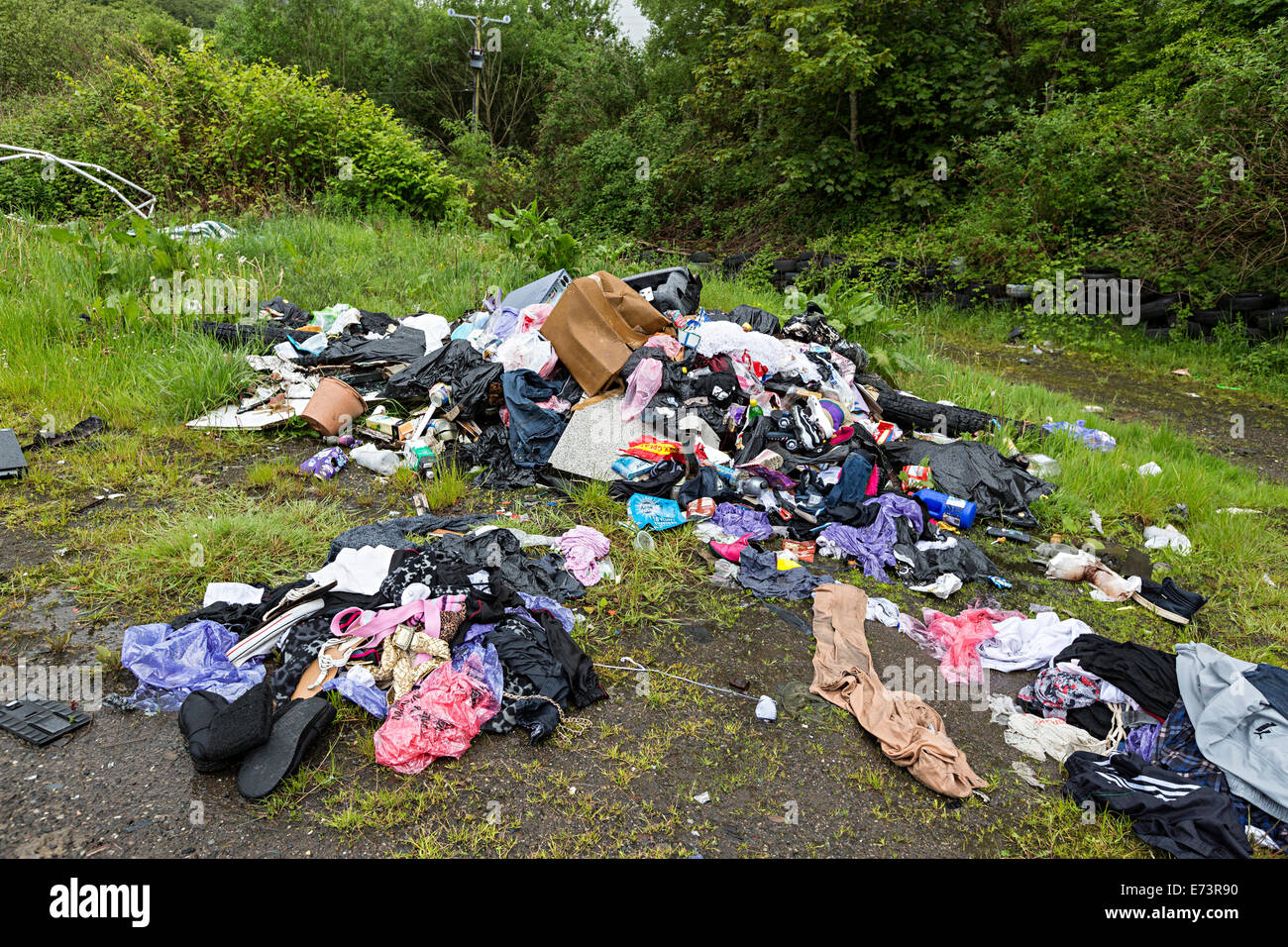 Fly tipping in the Clydach Gorge, Wales, UK Stock Photo