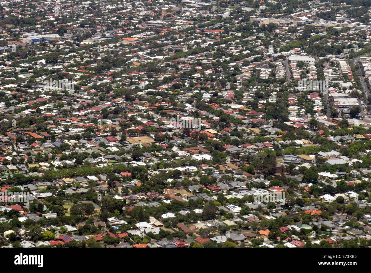 Aerial shot of the suburbs of Adelaide in Australia Stock Photo
