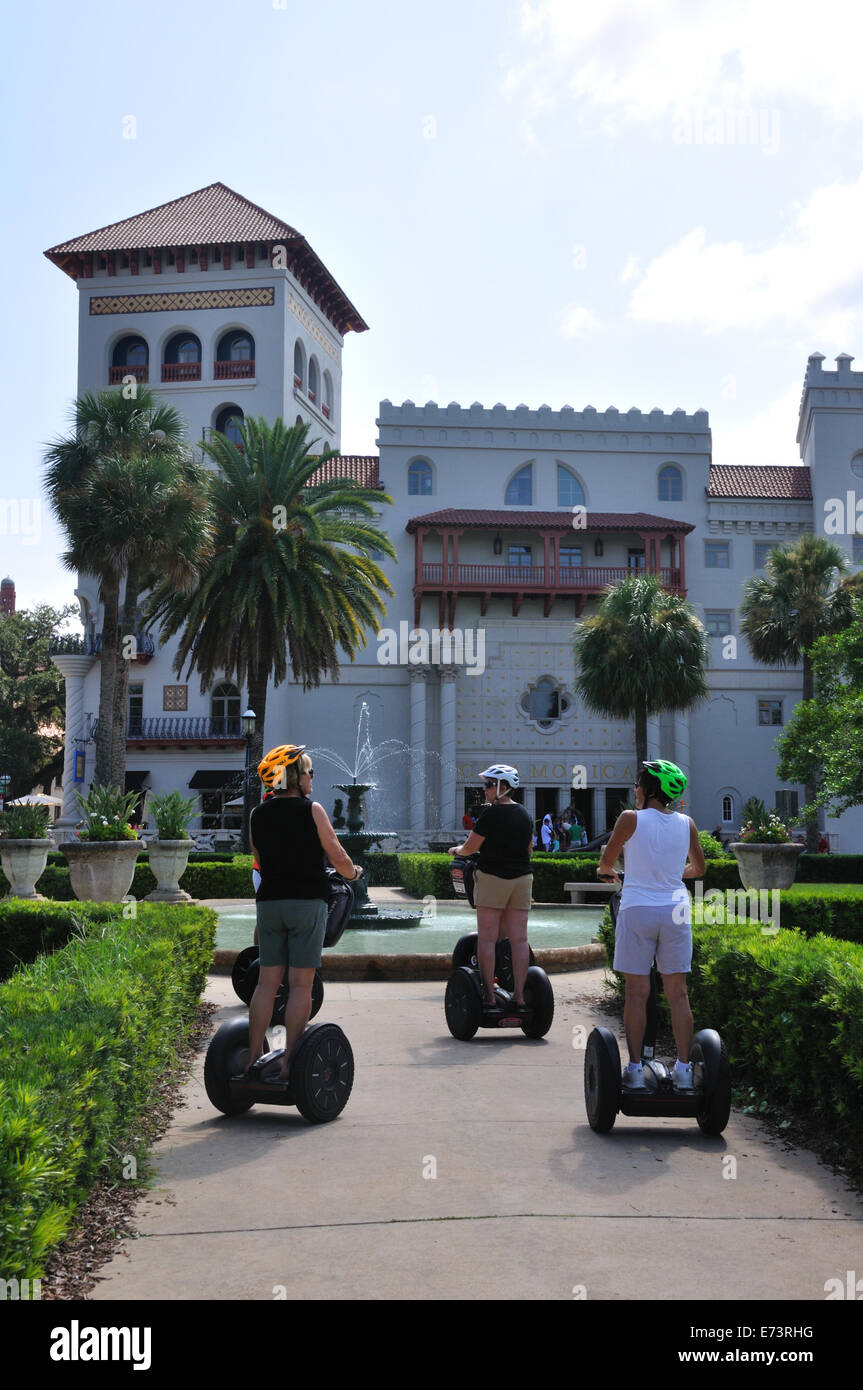 Tourists with scooters in downtown St. Augustine, Florida, USA Stock