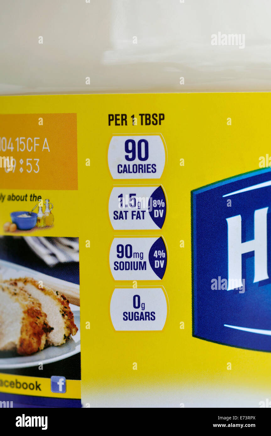Mayonnaise jar mayo food package packaged label calories saturated fat