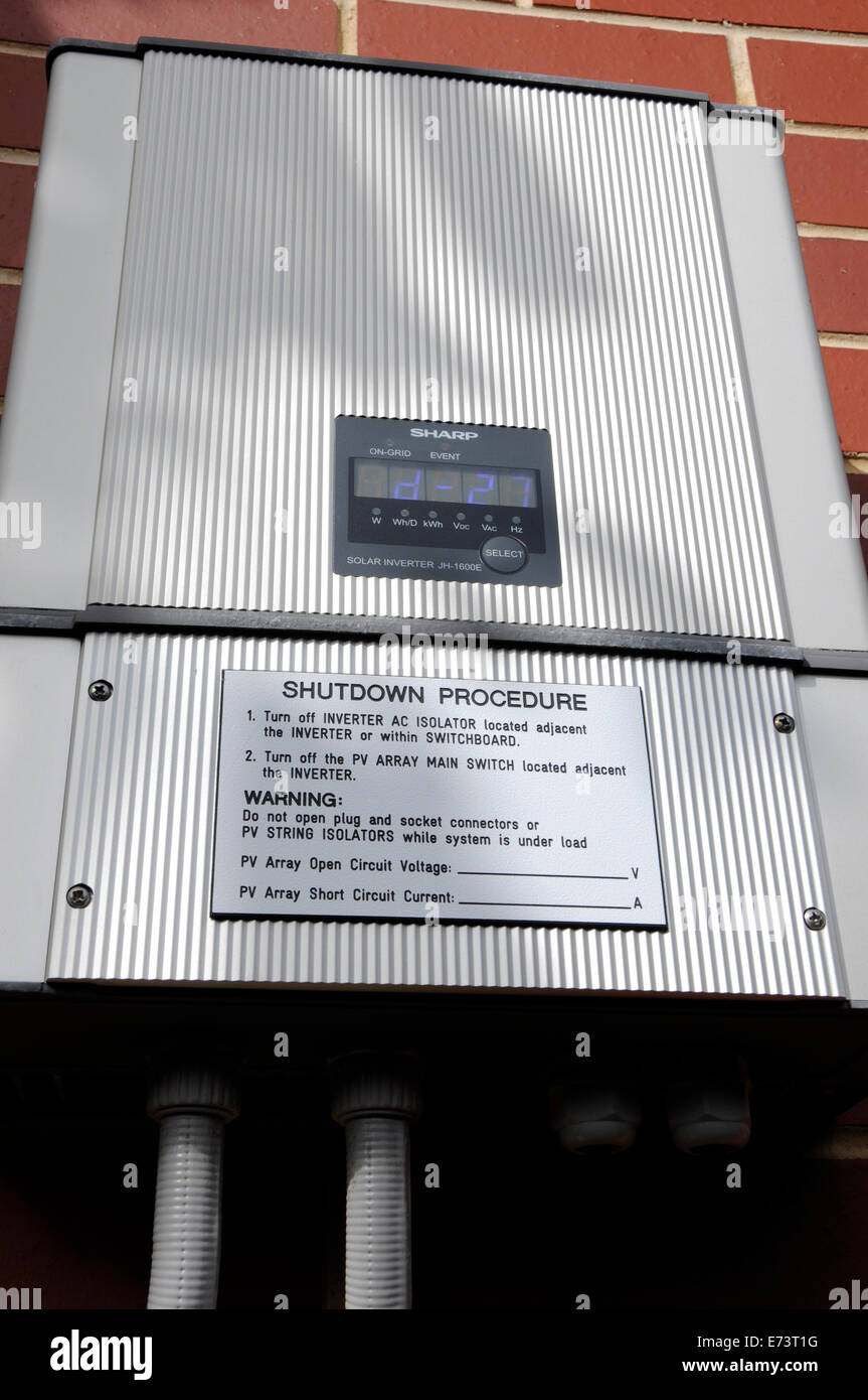 Australian photovoltaic solar power digital meter close up. Stock Photo