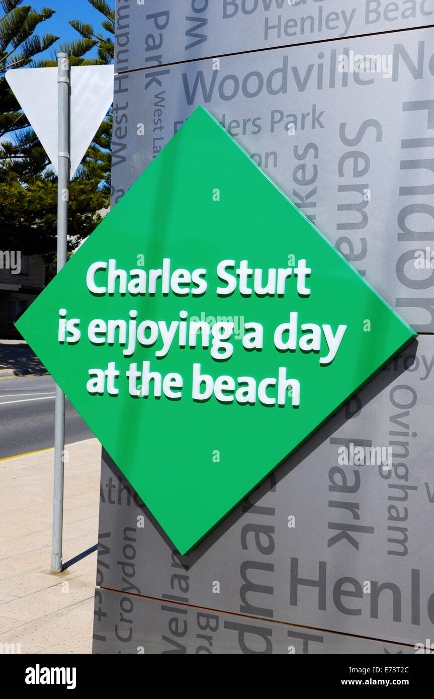 City of Charles Sturt council sign at Grange beach, South Australia, Charles Sturt is enjoying a City of Charles Sturt council sign at Grange beach, South Australia, Charles Sturt is enjoying a
