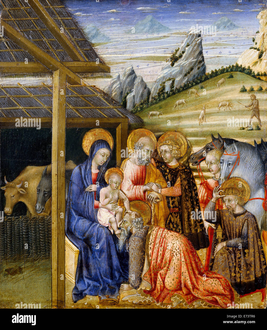 Adoration of the Magi - by Giovanni di Paolo, 1460 Stock Photo