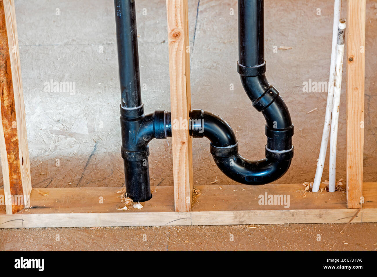 new home construction plumbing detail Stock Photo