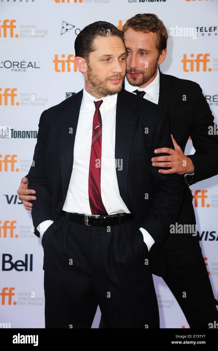Toronto, ON. 5th Sep, 2014. Tom Hardy, Matthias Schoenaerts at arrivals ...