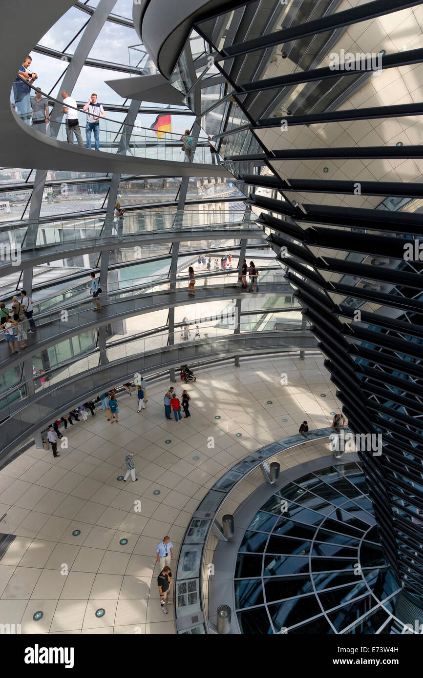 Germany Building Ramp Germany, Berlin, Mitte, interior of glass dome with ramps and mirrors ...