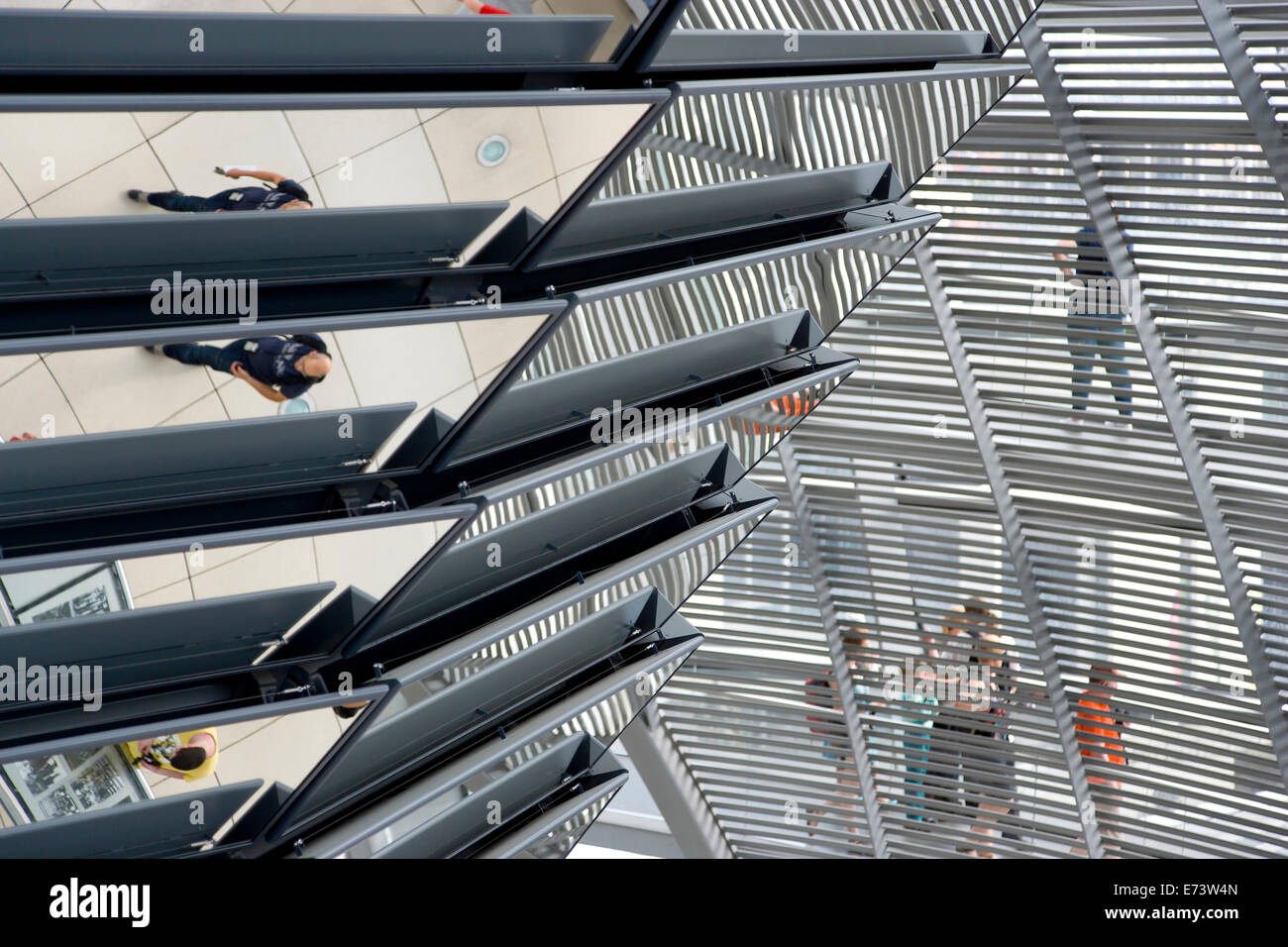 Germany Building Ramp Germany, Berlin, Mitte, interior of glass dome with ramps and mirrors ...