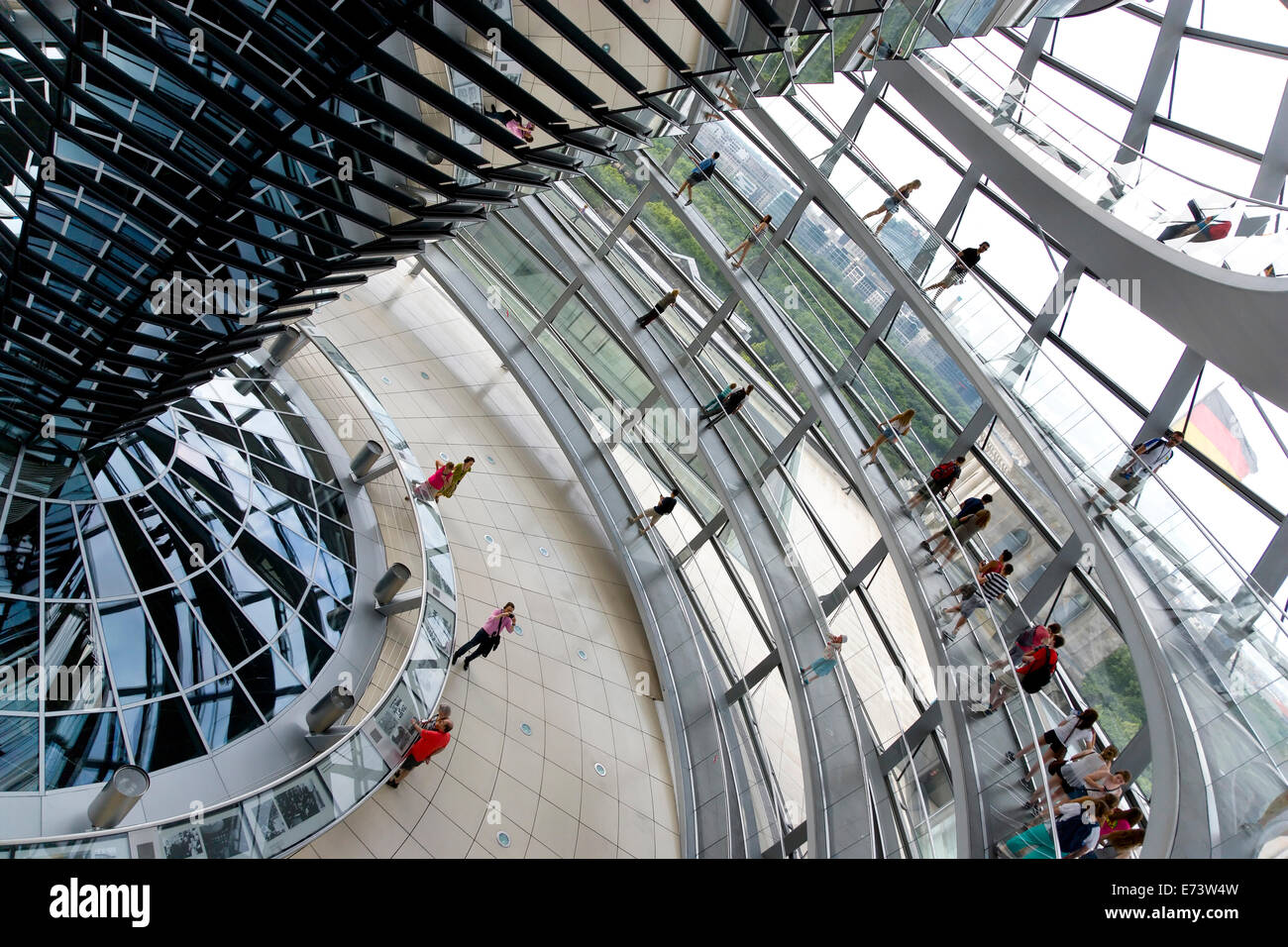 Germany Building Ramp Germany, Berlin, Mitte, interior of glass dome with ramps and mirrors ...
