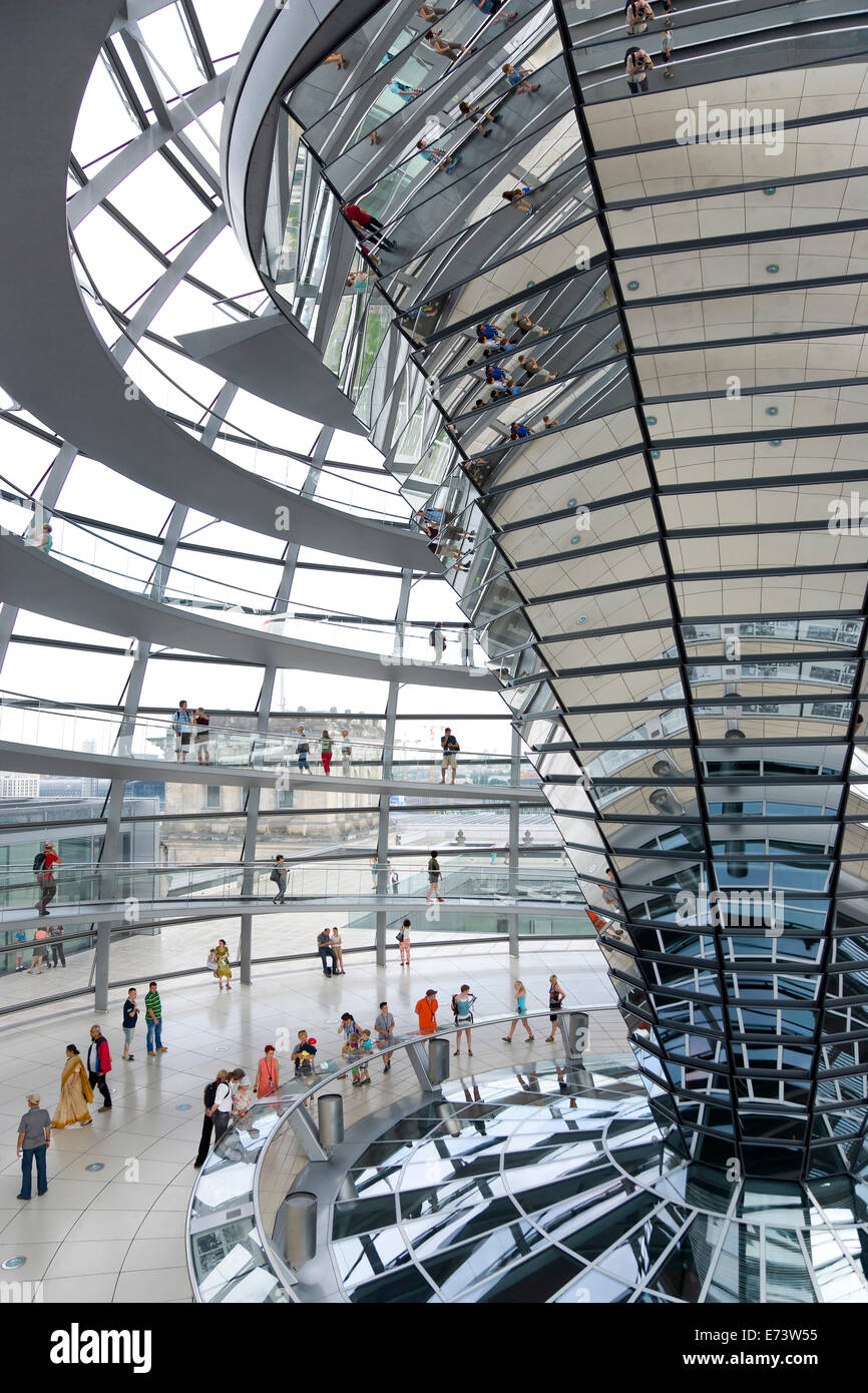 Germany Building Ramp Germany, Berlin, Mitte, interior of glass dome with ramps and mirrors ...