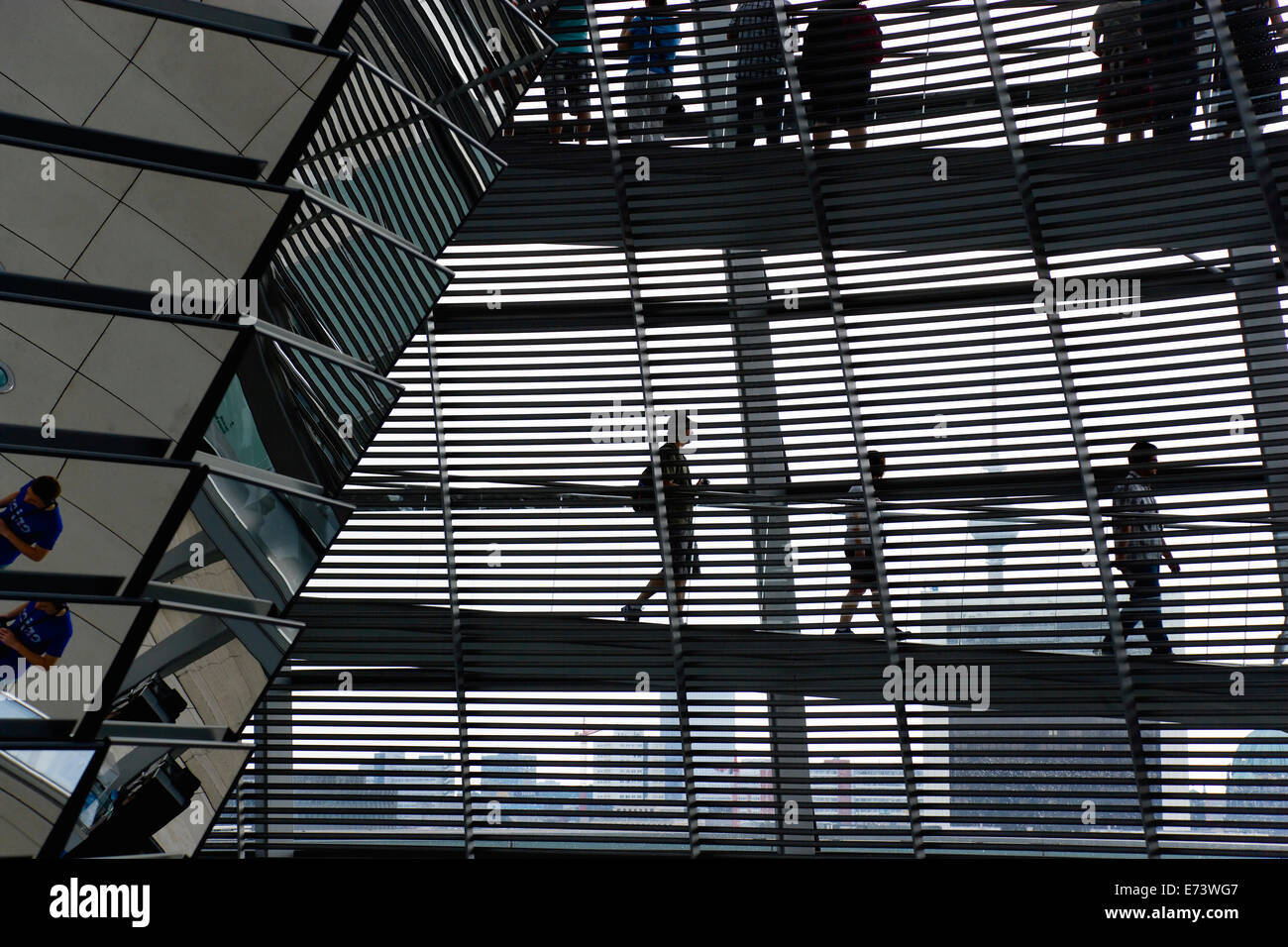 Germany Building Ramp Germany, Berlin, Mitte, interior of glass dome with ramps and mirrors ...