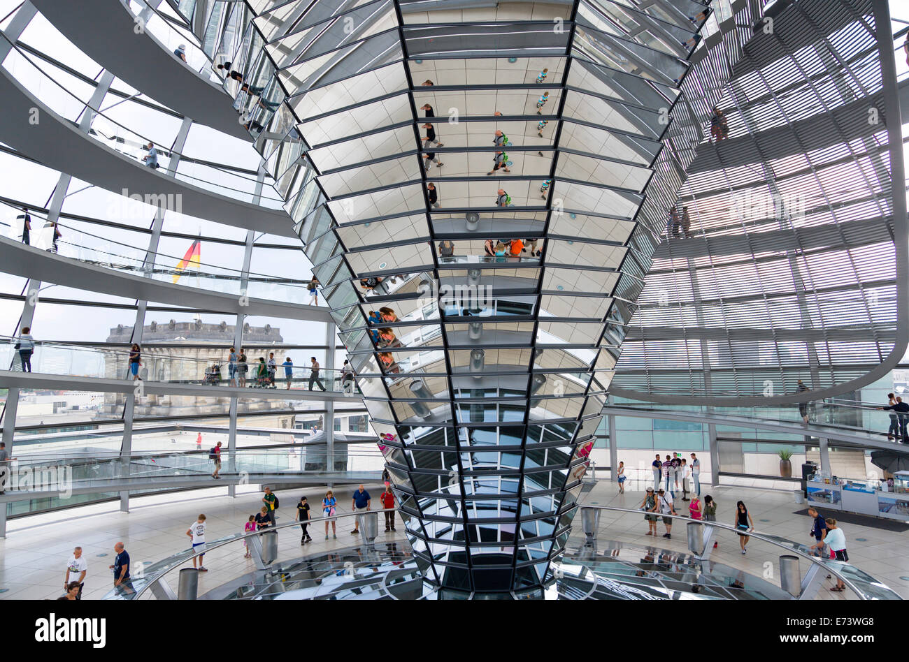 Germany Building Ramp Germany, Berlin, Mitte, interior of glass dome with ramps and mirrors ...