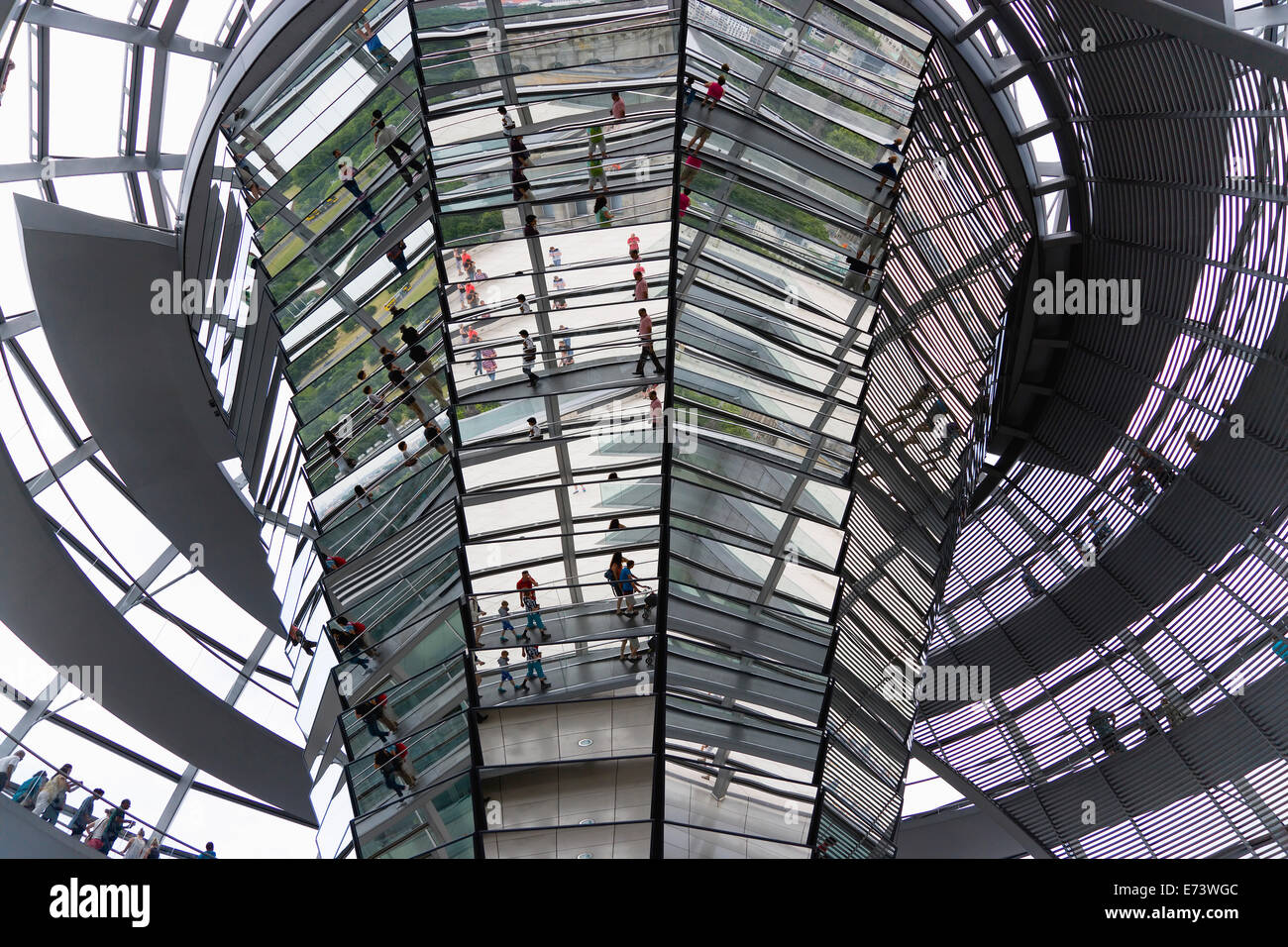 Germany Building Ramp Germany, Berlin, Mitte, interior of glass dome with ramps and mirrors ...