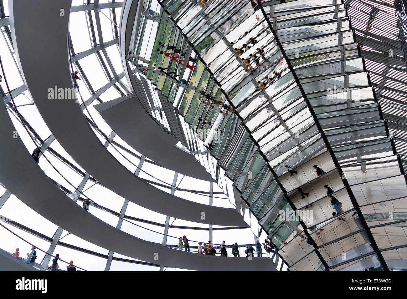 Germany Building Ramp Germany, Berlin, Mitte, interior of glass dome with ramps and mirrors ...
