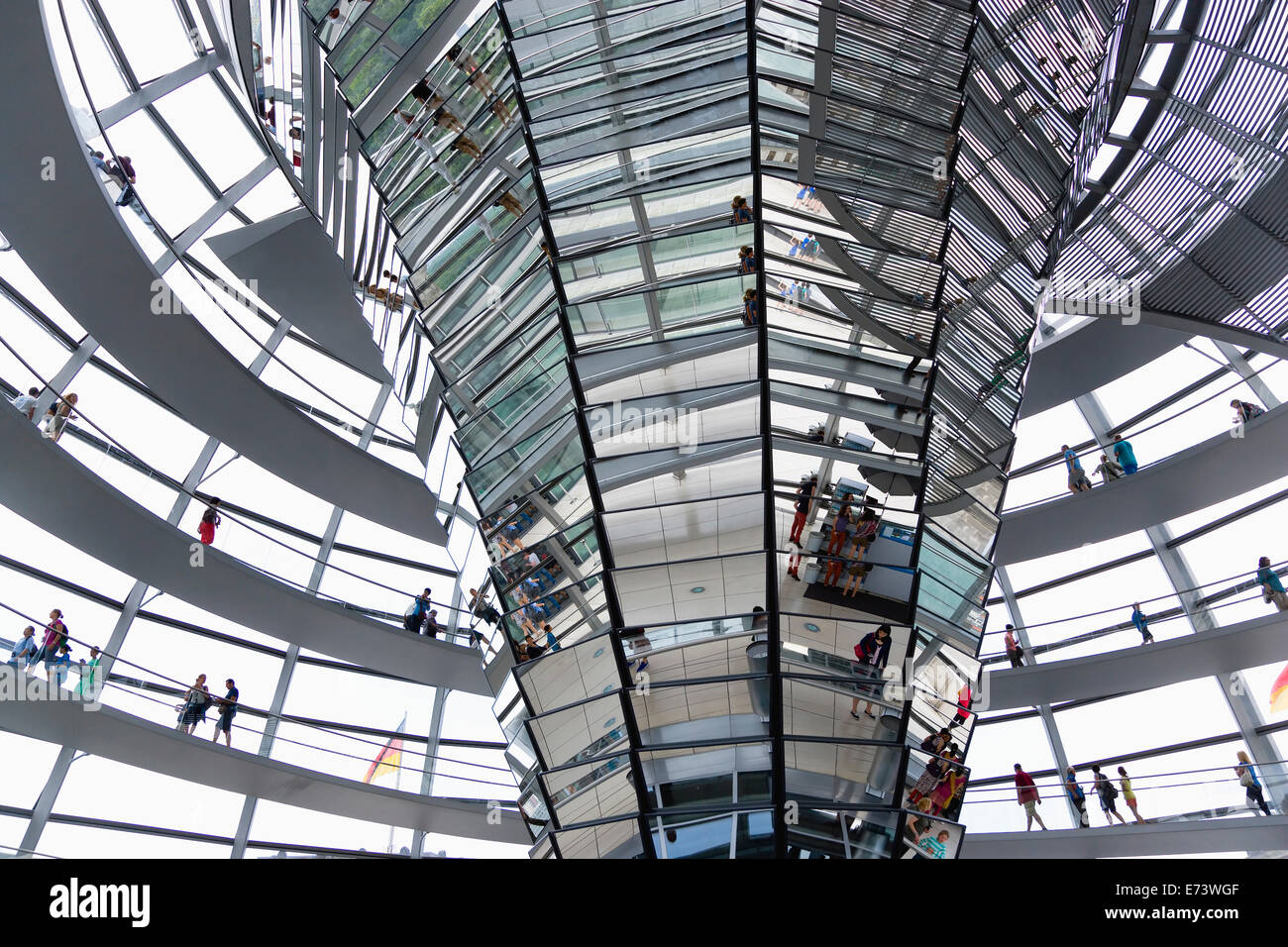 Germany Building Ramp Germany, Berlin, Mitte, interior of glass dome with ramps and mirrors ...