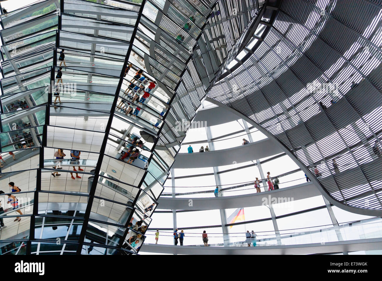 Germany Building Ramp Germany, Berlin, Mitte, interior of glass dome with ramps and mirrors ...