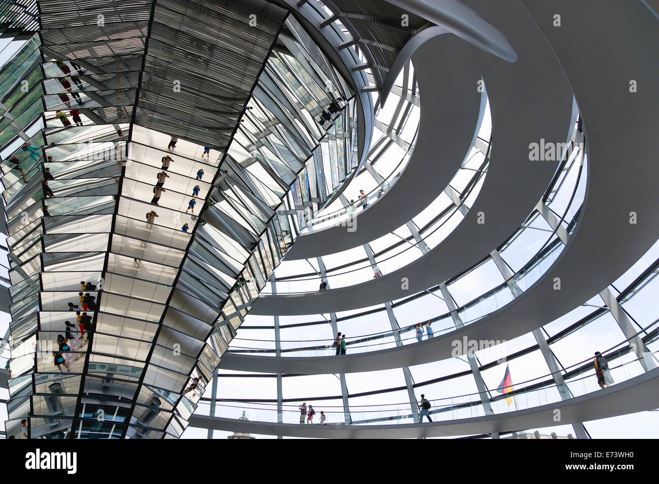 Germany Building Ramp Germany, Berlin, Mitte, interior of glass dome with ramps and mirrors ...