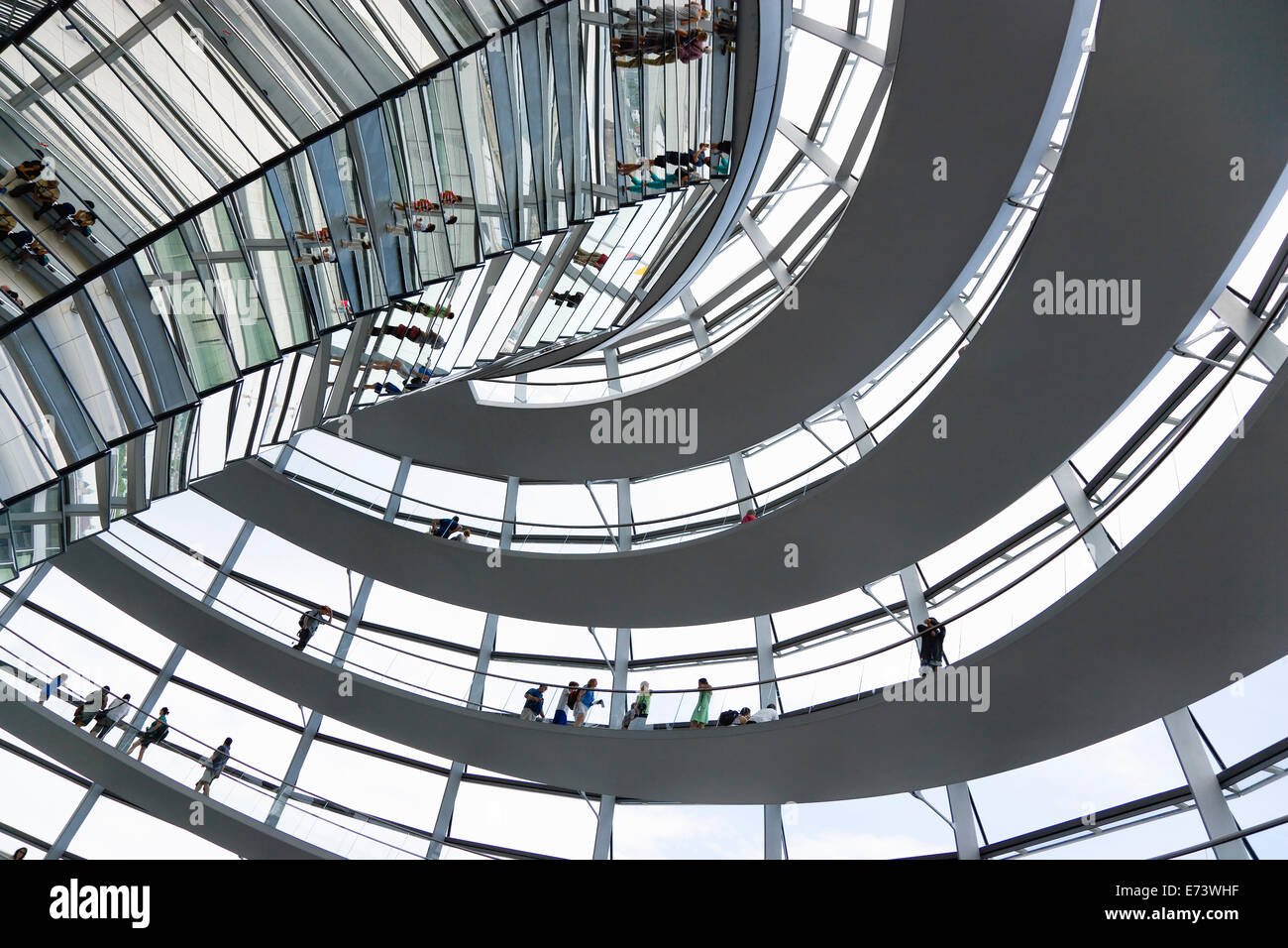 Germany Building Ramp Germany, Berlin, Mitte, interior of glass dome with ramps and mirrors ...