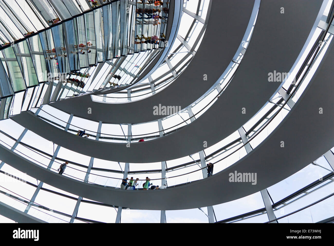 Germany Building Ramp Germany, Berlin, Mitte, interior of glass dome with ramps and mirrors ...