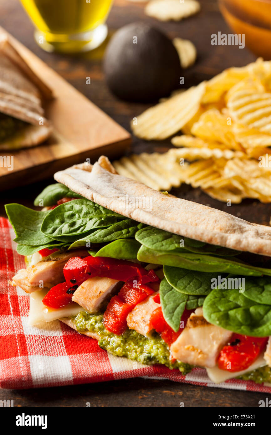 Roasted chicken and pesto panini hires stock photography and images