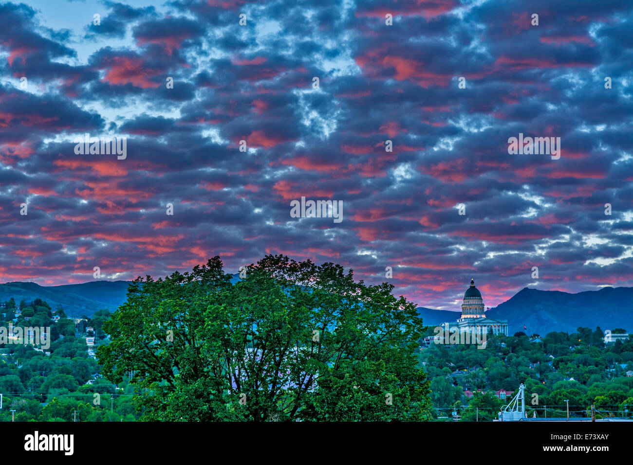 Dramatic sky over the Utah State Capital building Stock Photo