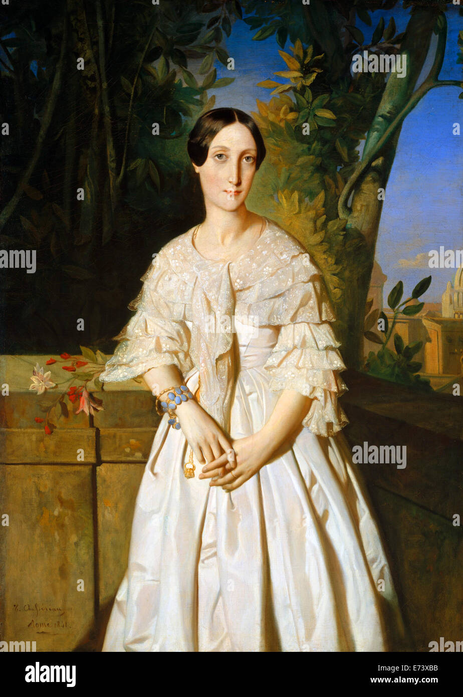 Comtesse de La Tour Maubourg Marie Louise Charlotte Gabrielle Thomas de Pange - by Theodore Chasseriau, 1841 Stock Photo