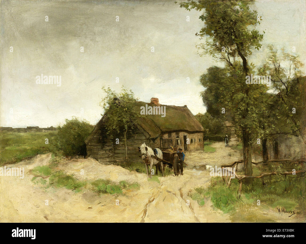 Cottage on the dirt road - by Anton Mauve, 1870 - 1888 Stock Photo