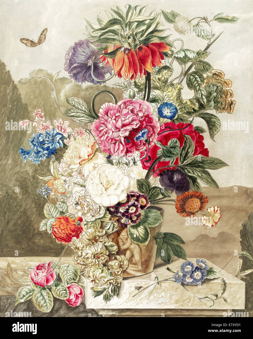 Flower Arrangement - by Anthonie van den Bos, 1778 - 1838 Stock Photo