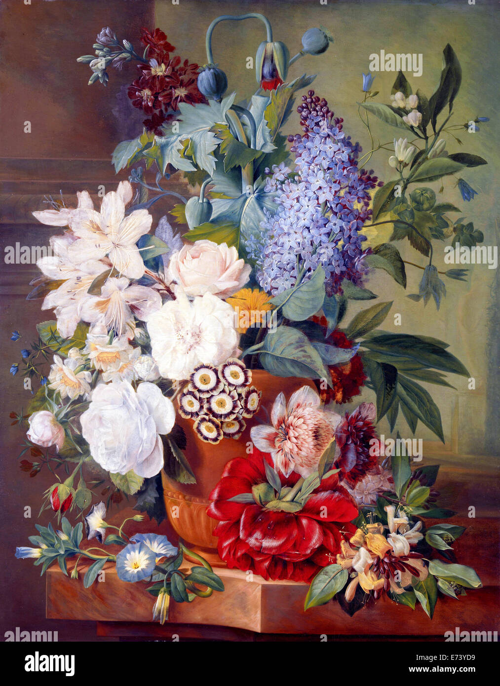 Flowers in a terracotta vase, Albertus Jonas Brandt, Eelke Jelles