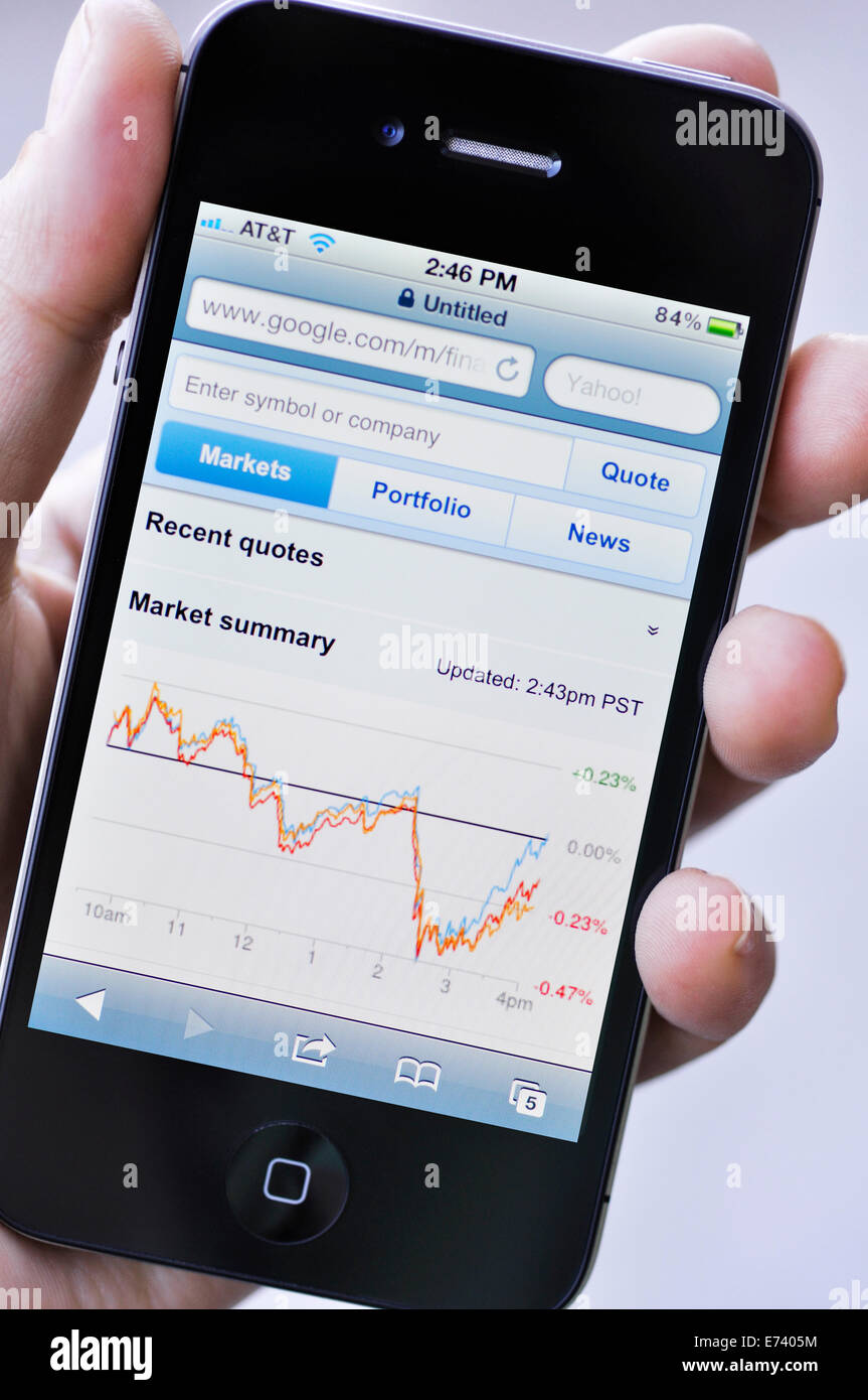 iPhone screen showing stock market graph Stock Photo - Alamy