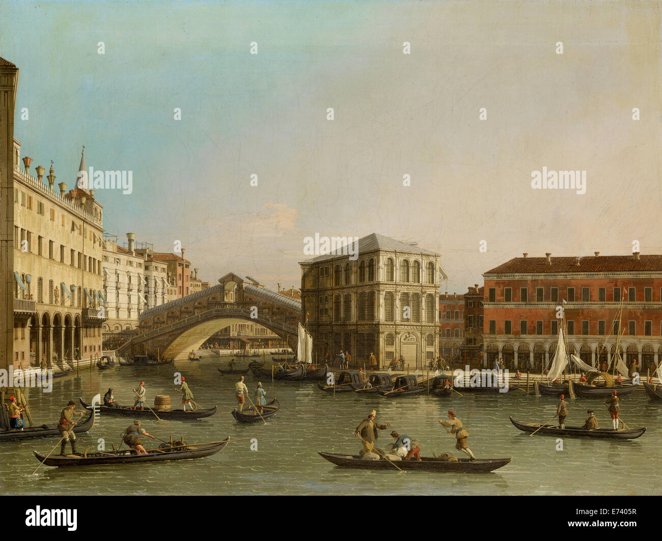 The Grand Canal with the Rialto Bridge - by Canaletto, 1707 - 1750 Stock Photo