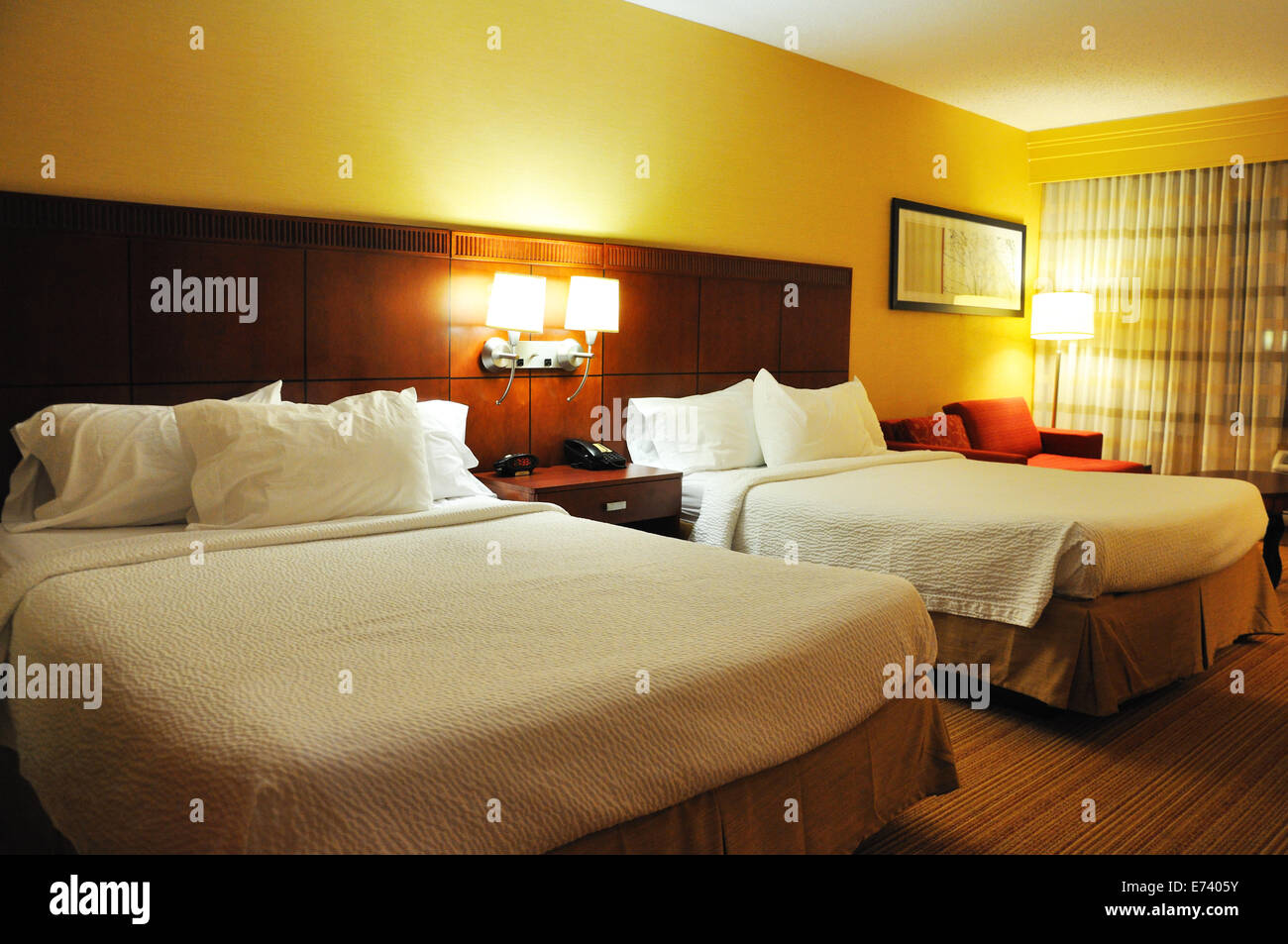 Courtyard by Marriott hotel room Stock Photo