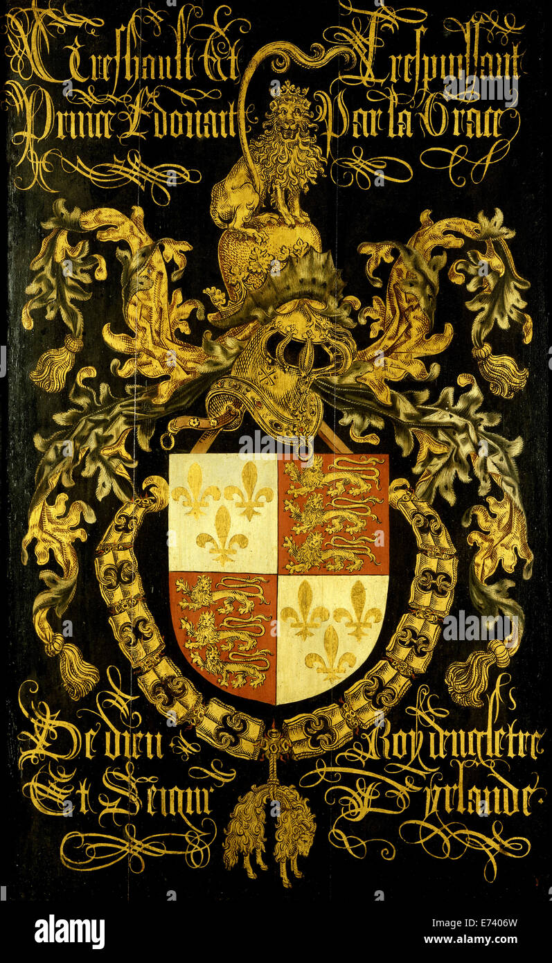 Hatchment of Edward IV (1442-83), king of England - attributed to Pierre Coustain 1481 Stock Photo