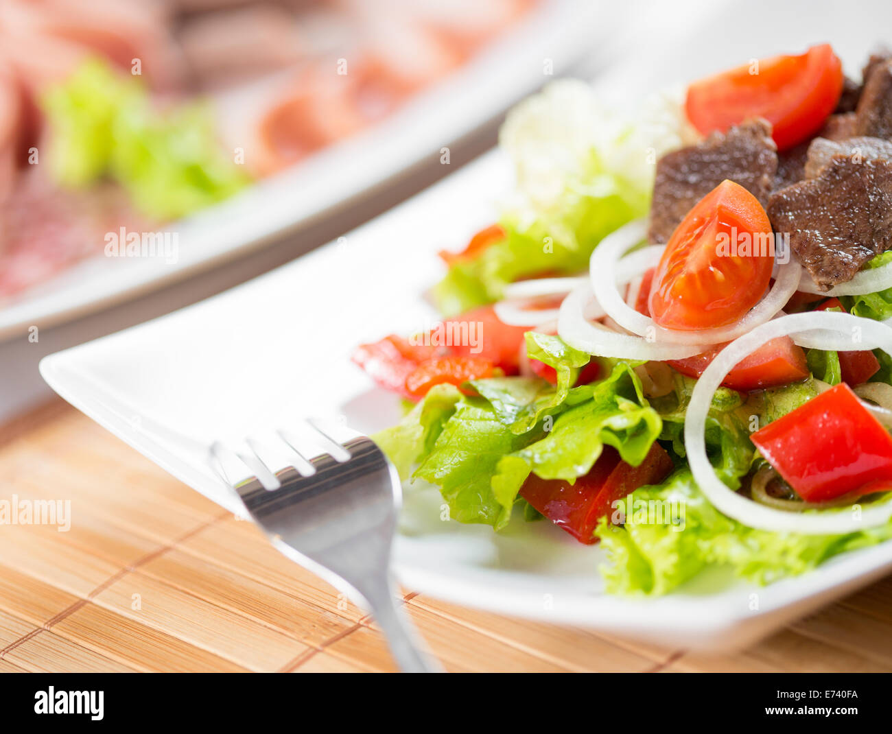 Vegetable salad with beef meat dish Stock Photo