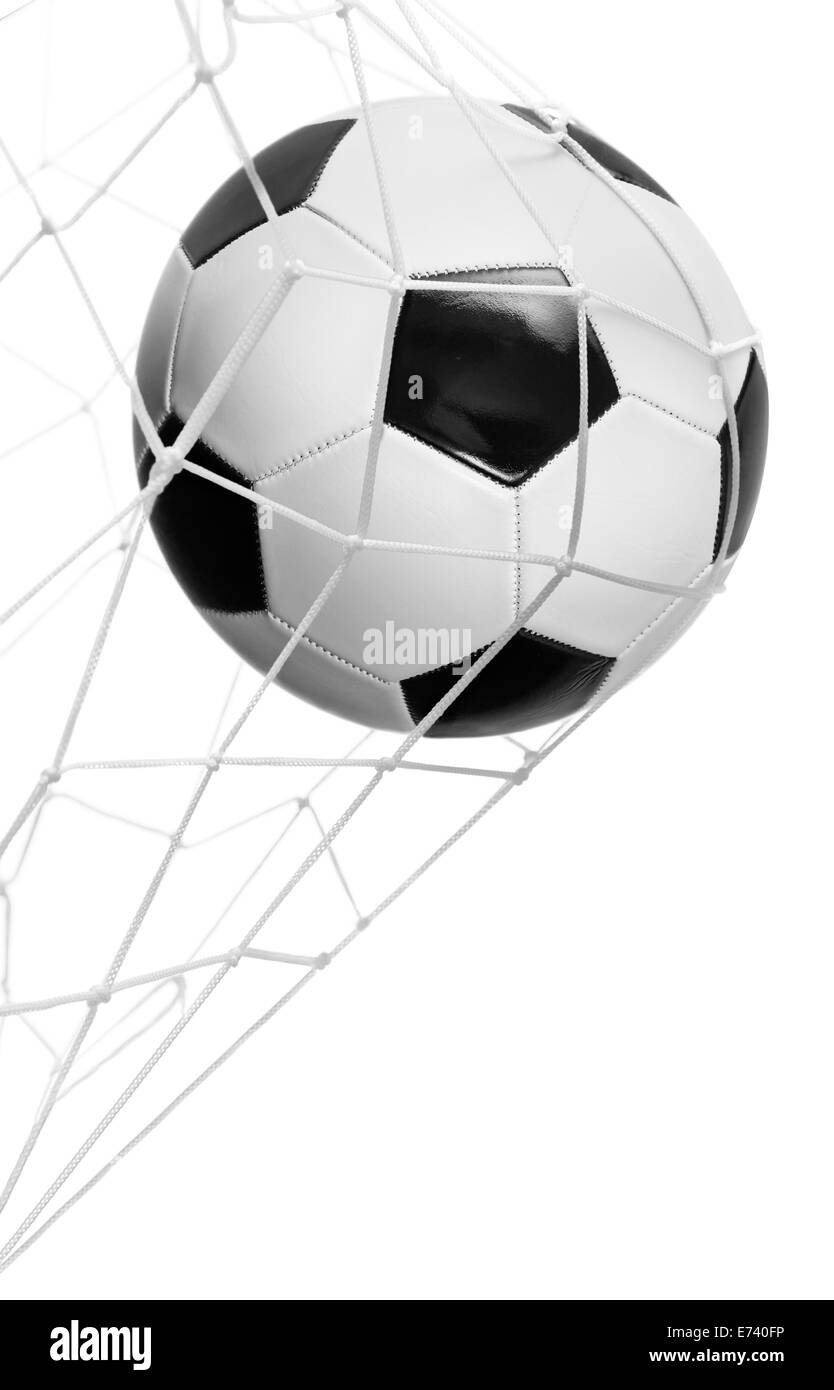 Soccer ball goal isolated Stock Photo