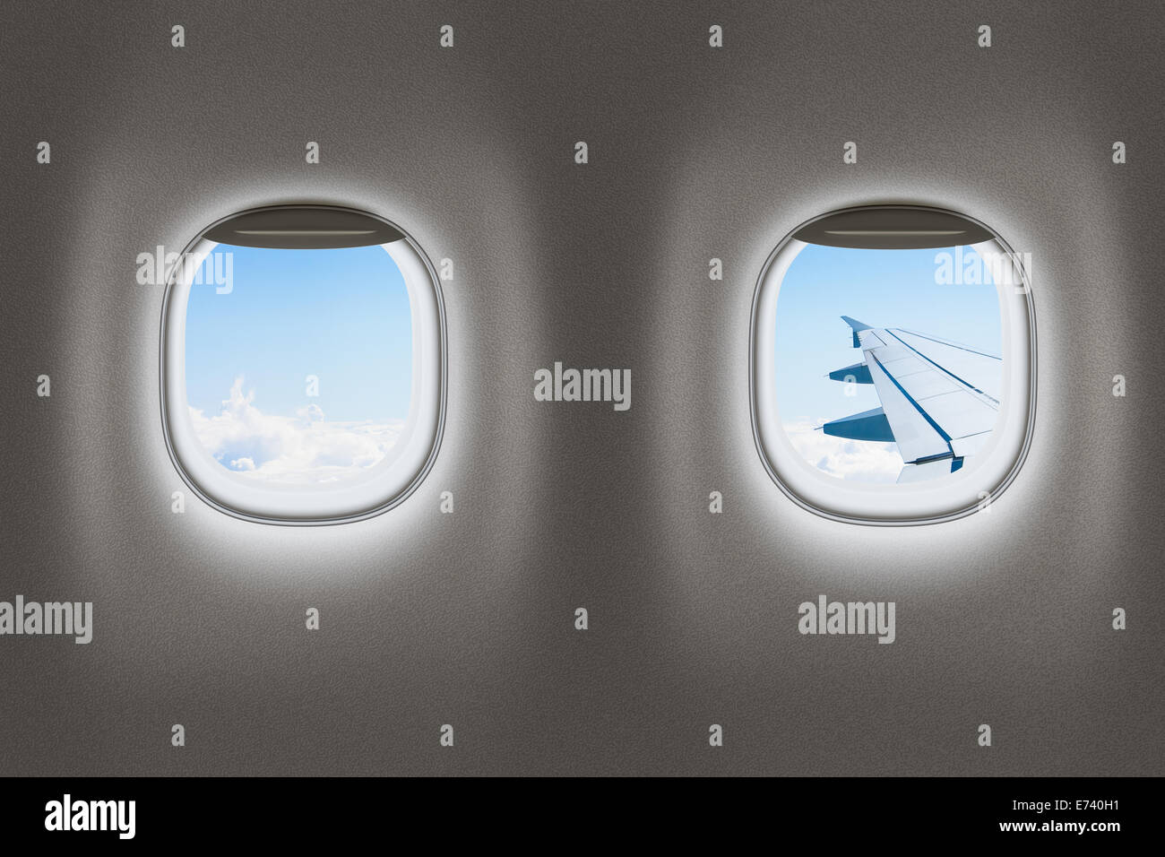 Airplane or jet windows, flight concept. Stock Photo