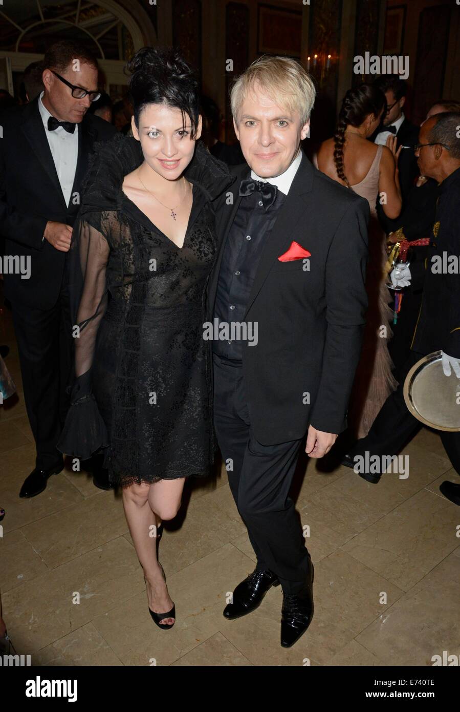 New York, NY, USA. 5th Sep, 2014. Nick Rhodes of Duran Duran, Nefer Suvio at arrivals for Harper's Bazaar Celebrates ICONS by Carine Roitfeld, The Plaza Hotel, New York, NY September 5, 2014. Credit:  Derek Storm/Everett Collection/Alamy Live News Stock Photo